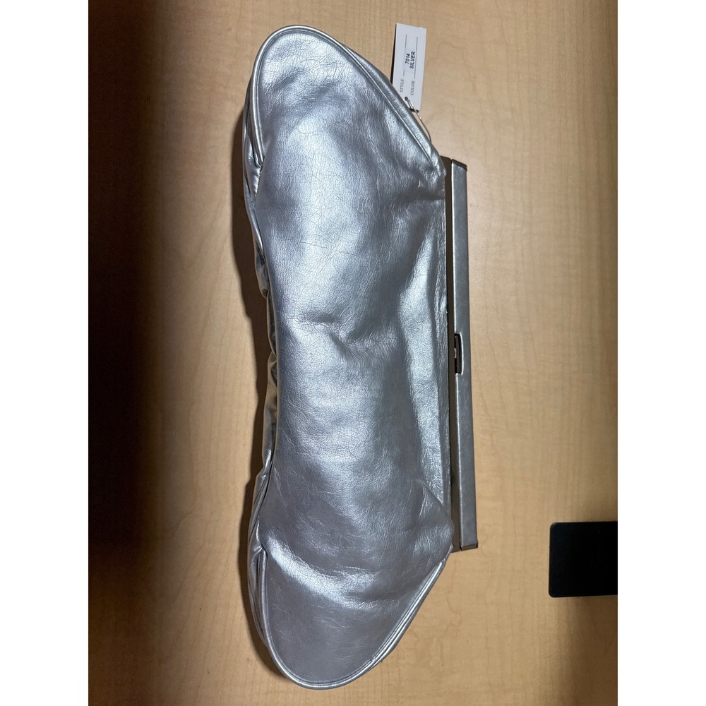 Bella Collection Silver Metallic Pleated Evening Clutch Bag 7014 NWT